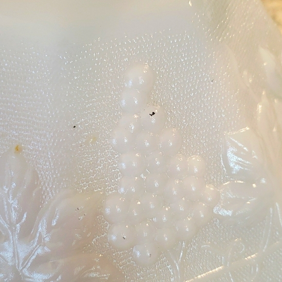 Antique Milk Glass Footed Pedestal Punch Bowl Harvest Grape Pattern - Picture 4 of 4